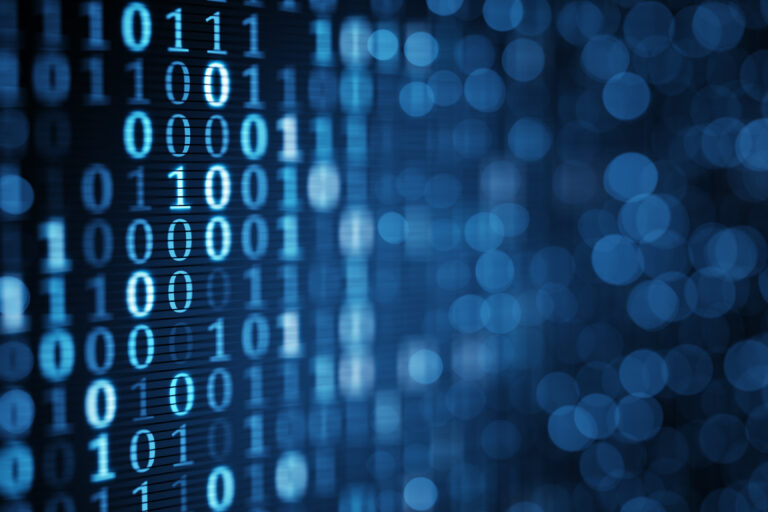 blue digital binary data on computer screen